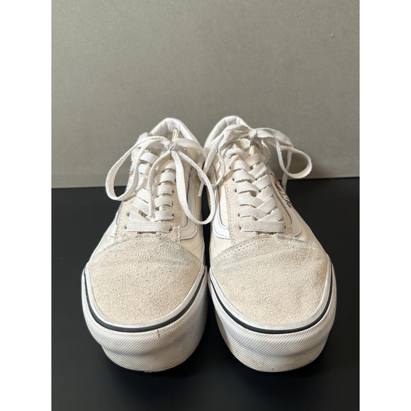 Vans Cream White Floral Platform Old Skool Sneakers